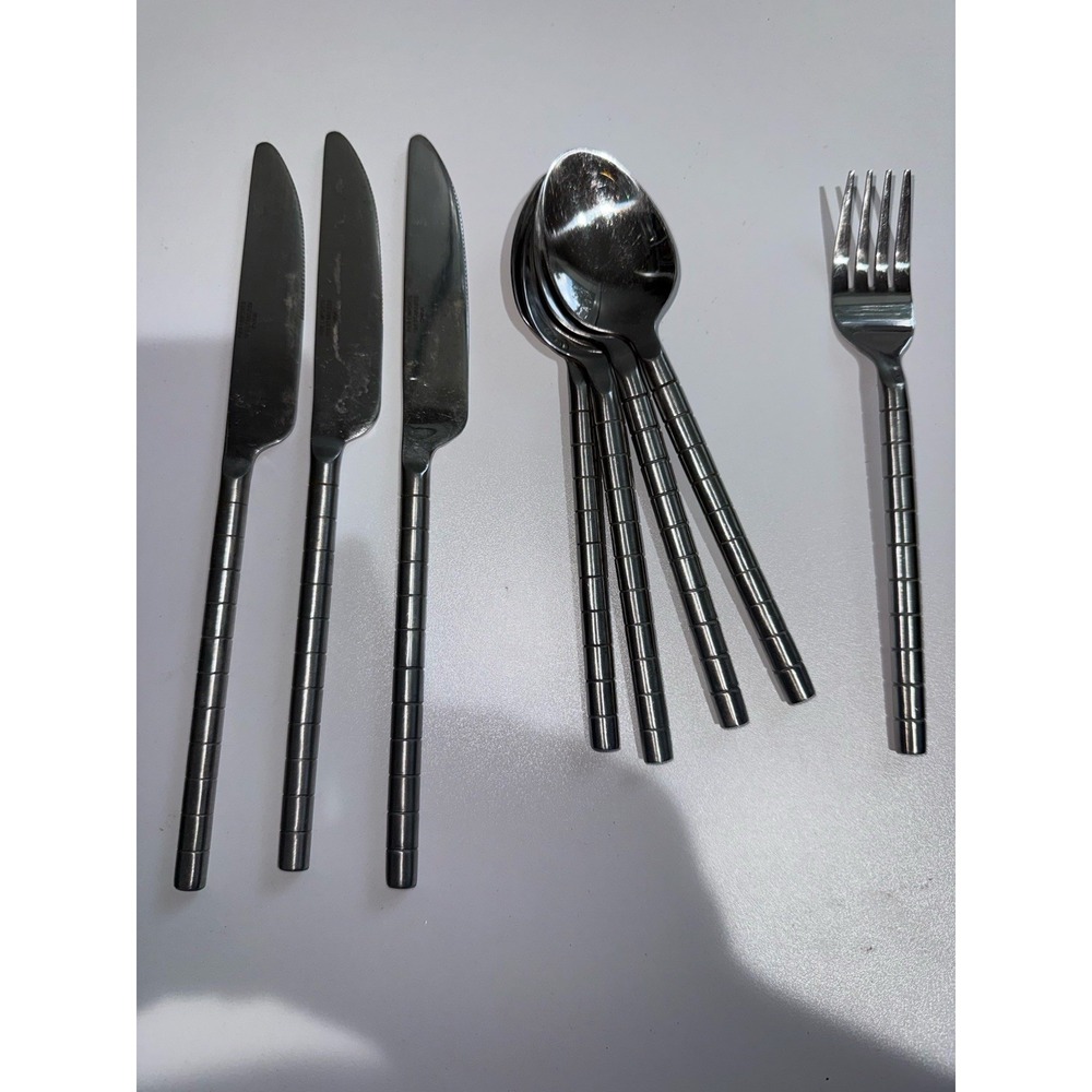 Pier 1 Imports Flatware 18/8‎ Stainless  Bamboo 9 Lot